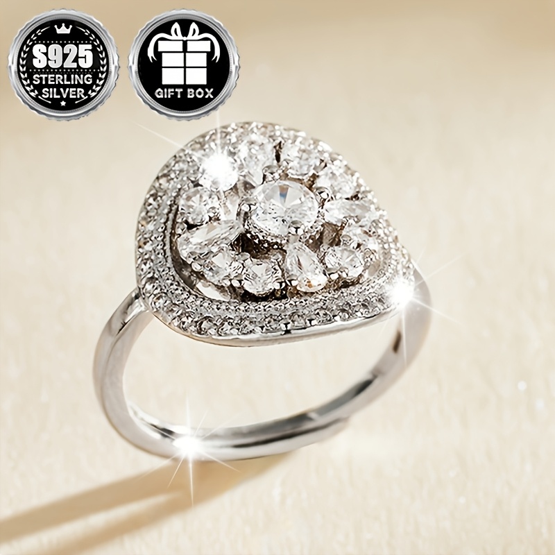 Vintage-Inspired 925 Sterling CZ Engagement Wedding Ring